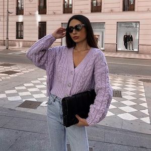 Zara Jewel Button Cable Knit Cardigan